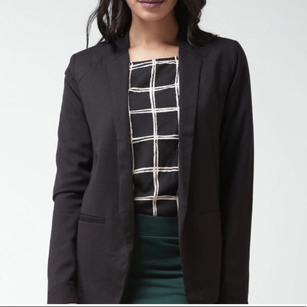 NWT Black Blazer Open Front Pinstripe
